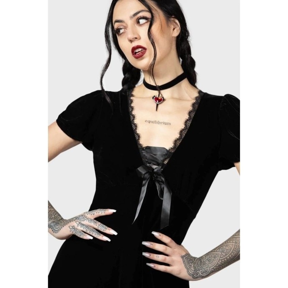 Killstar consolation black velvet mini dress - Picture 5 of 5